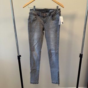 Anine Bing N003 Light Grey Super Skinny Jeans Zip legging 27 25 26